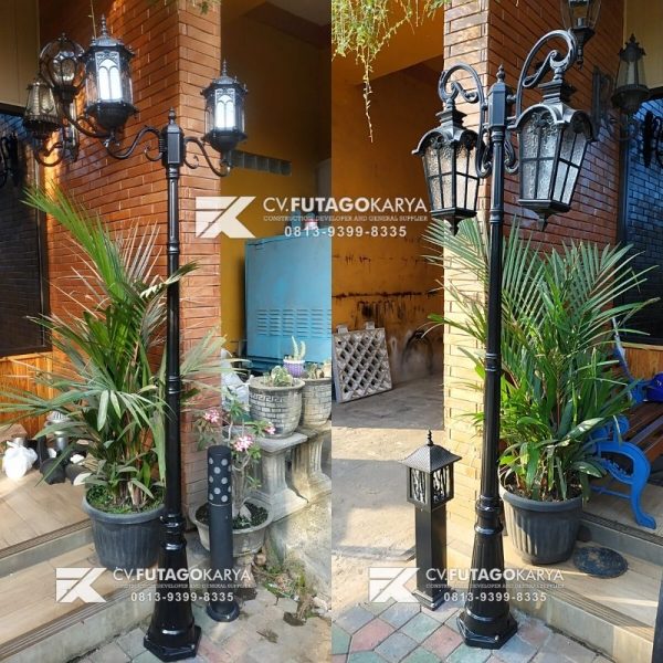 Produk Tiang Lampu Cabang Dua Desain Antik Berkualitas