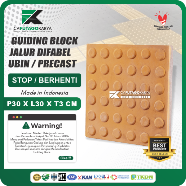 Guiding Block Jalur Difabel Ubin Precast Stop Futago B3 600x600