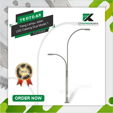 Tiang Lampu Jalan LED Cabang Dua Model 1