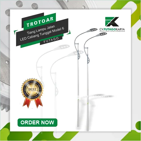 Tiang Lampu Jalan LED Cabang Tunggal Model 6