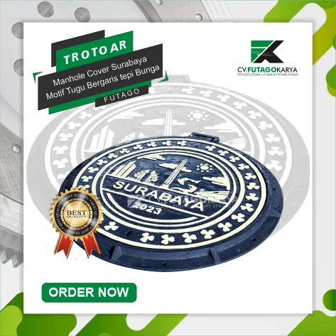 Manhole Cover Surabaya Motif Tugu Bergaris Tepi Bunga 3