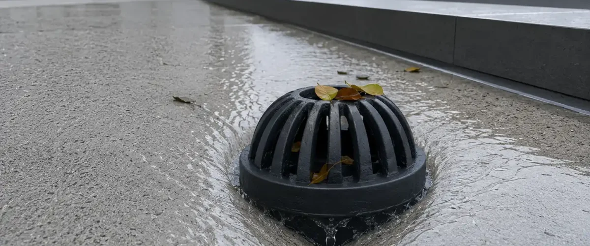 Roof drain sebagai saringan air hujan pada dak beton