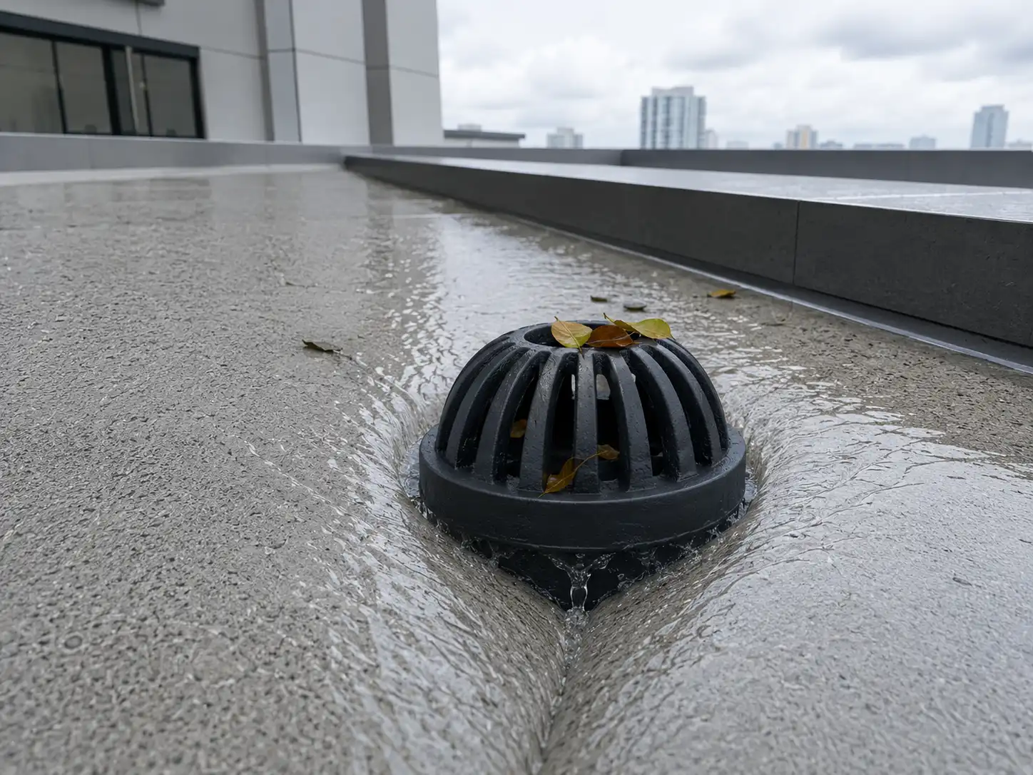Roof drain sebagai saringan air hujan pada dak beton