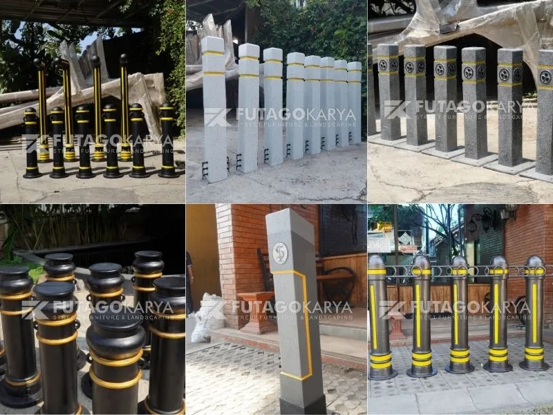 Variasi Desain Bollard di Trotoar