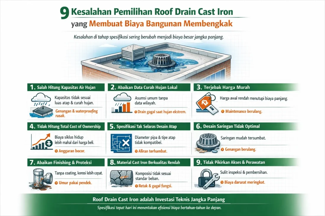 Kesalahan Umum dalam Pemilihan Roof Drain Cast Iron yang Berdampak Langsung pada Biaya Bangunan