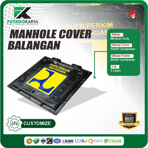 Manhole cover balangan bahan medium duty