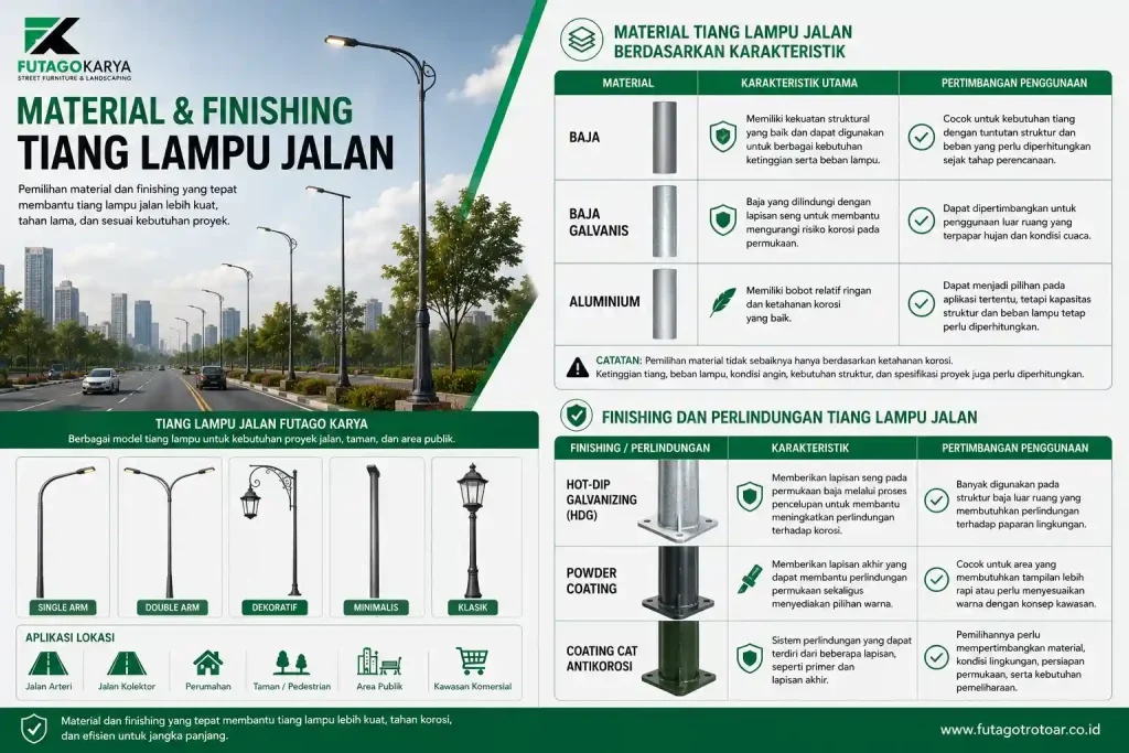 Material & Finishing Tiang Lampu