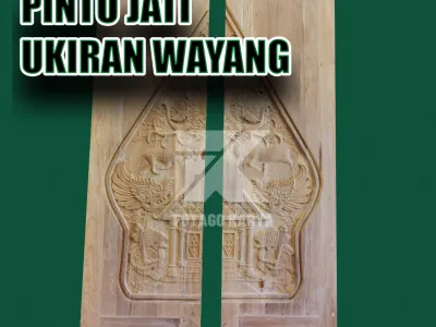 pintu jati ukiran wayang