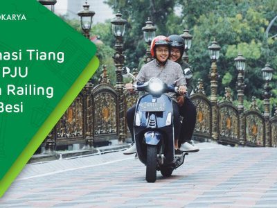 tiang lampu pju railing pagar